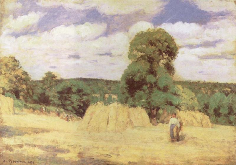 Camille Pissarro Harvest at Monfoucault oil painting image